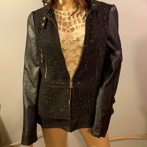 bebe black jacket w/ gold trim, like new, Lg